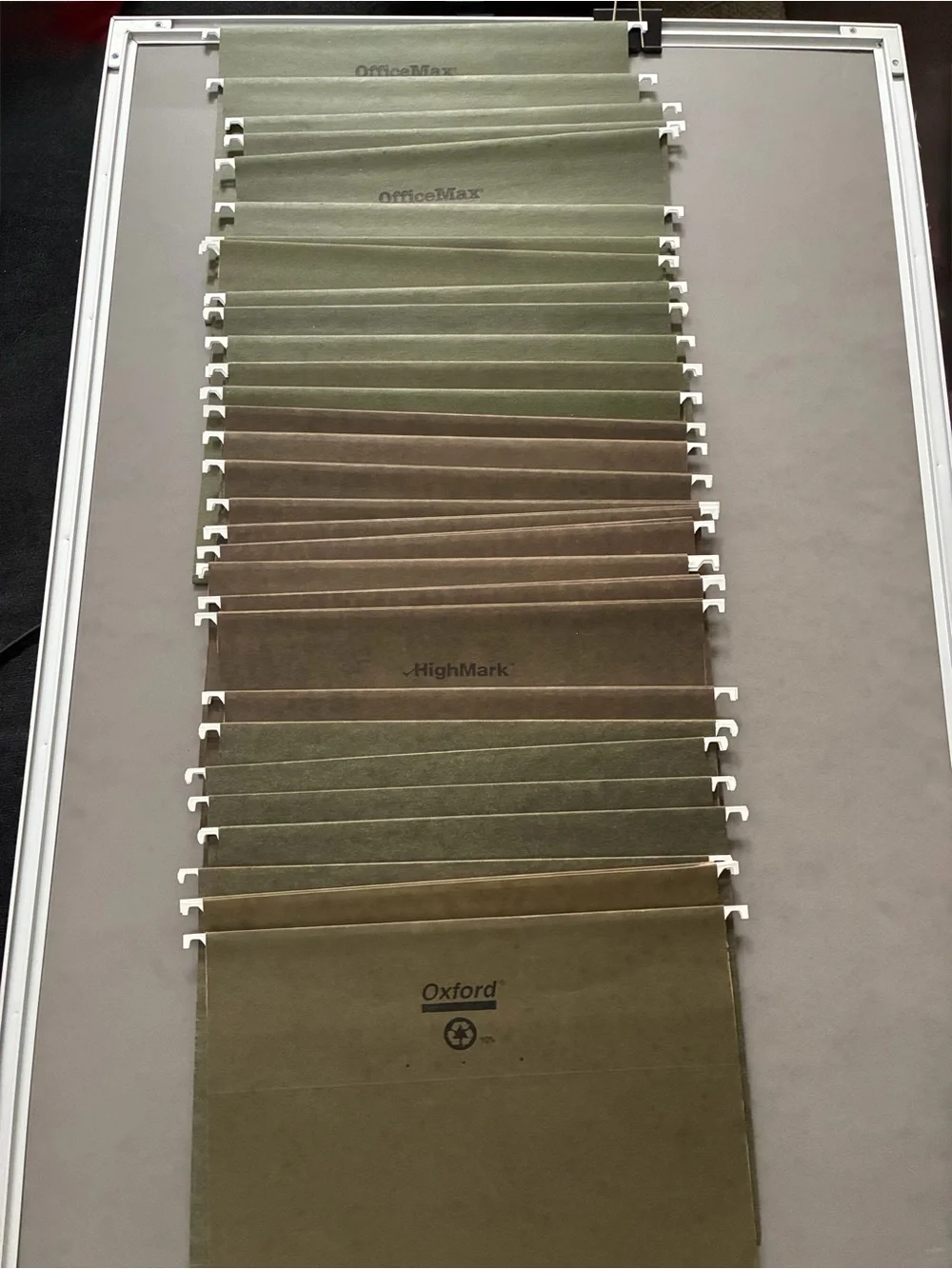 Olive Green Hanging File Folders,  Letter Size, 30 Count